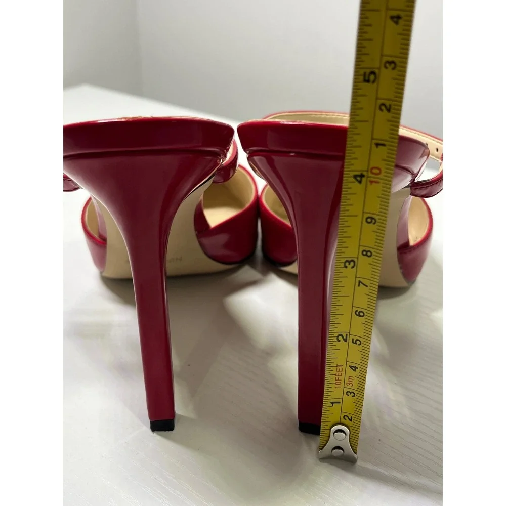 Nine West Red Patent Leather Pointed Toe Mary Jane Stiletto Heels Womens Size 7M